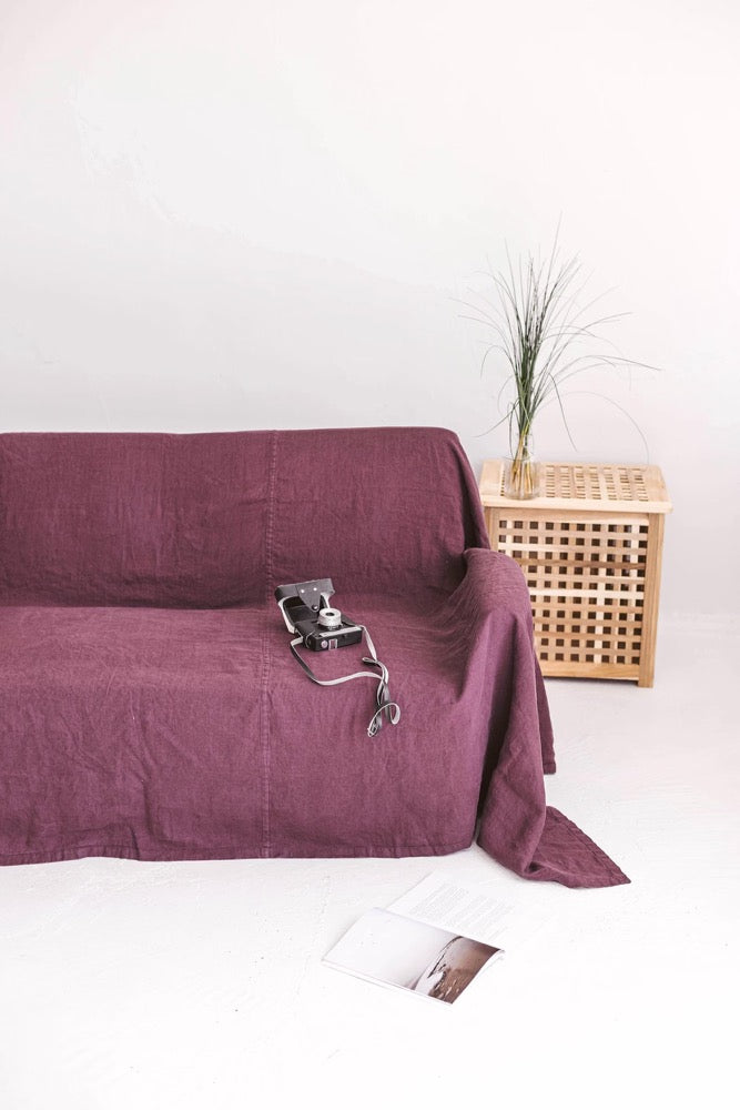 Natural Light Linen Couch Cover, Linen Drop Cloth Couch Cover, Natural Sofa Cover, Linen Couch Throw