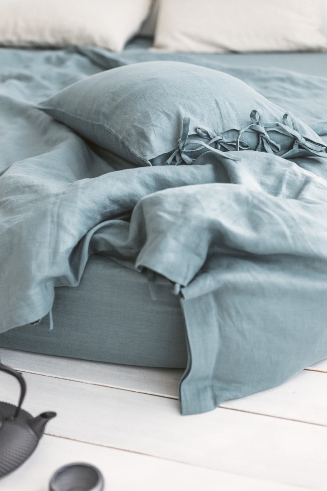 Green Linen Pillow cover, Envelope Linen Slipcover, Body Pillowcase, Natural Linen Pillowslip
