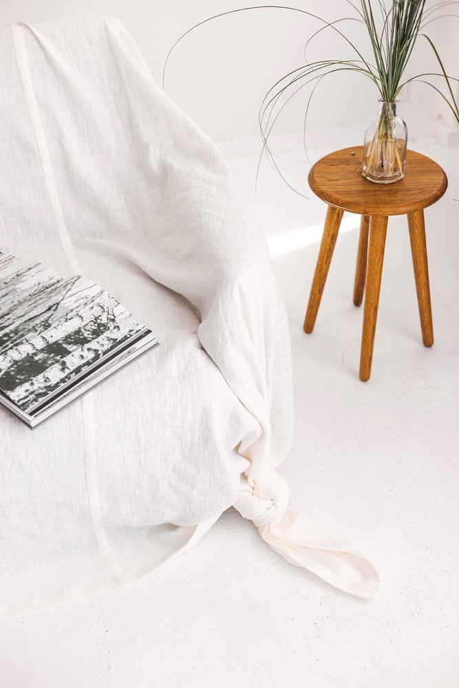 Off White Linen Couch Cover, Linen Drop Cloth Couch Cover, Natural Sofa Cover, Linen Couch Throw