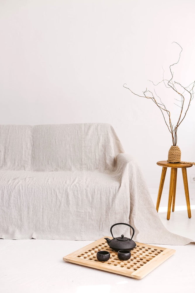 Natural Light Linen Couch Cover, Linen Drop Cloth Couch Cover, Natural Sofa Cover, Linen Couch Throw