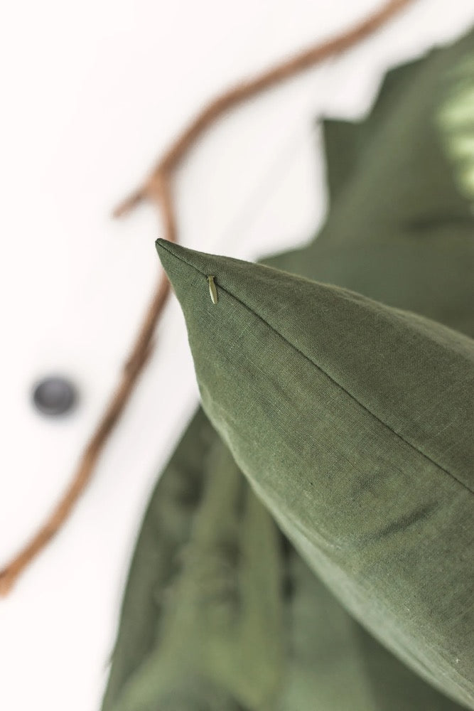 Green Linen Pillow cover, Envelope Linen Slipcover, Body Pillowcase, Natural Linen Pillowslip
