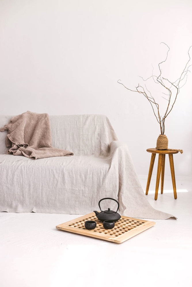 Natural Light Linen Couch Cover, Linen Drop Cloth Couch Cover, Natural Sofa Cover, Linen Couch Throw