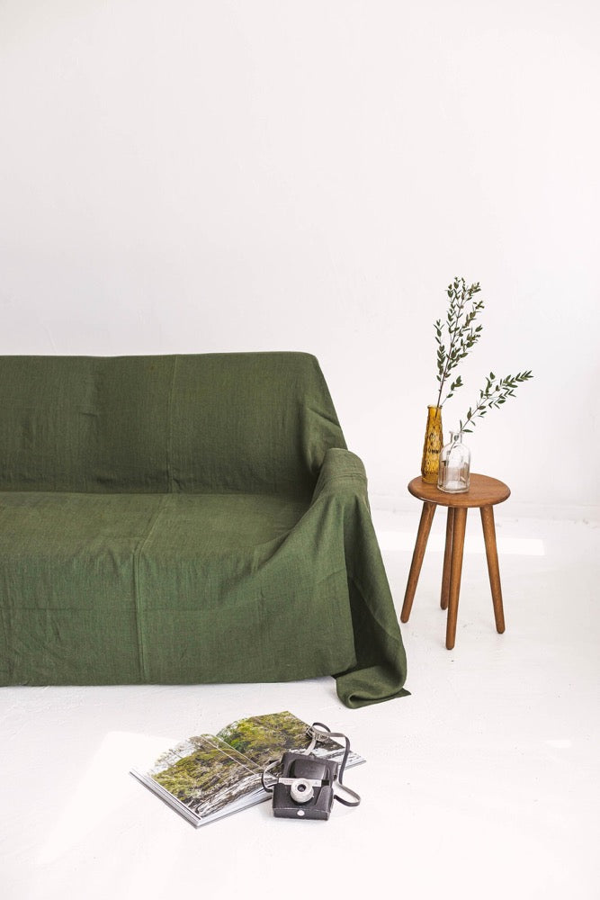 Cloud Grey Linen Couch Cover: Custom Sizes Available